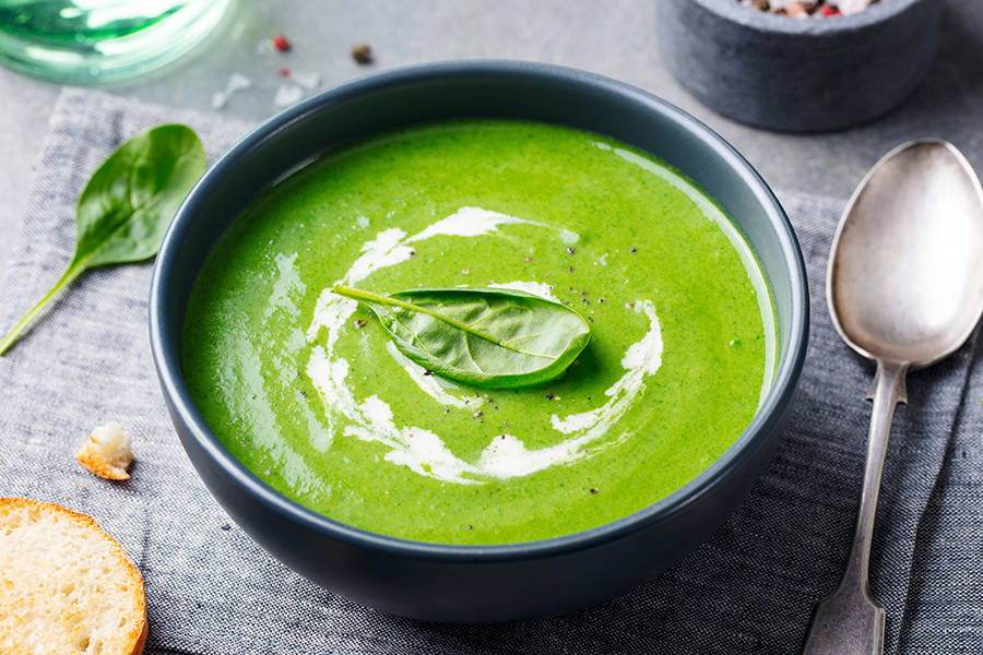 recette de Velouté d'épinards frais et petits poix par La Baleine Verte